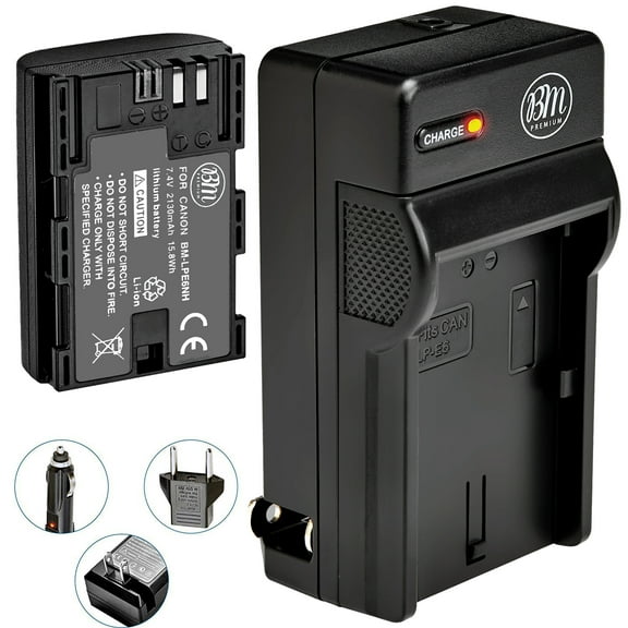 BM Premium LP-E6NH High Capacity Battery and Charger for Canon EOS R, EOS R5, EOS R6, EOS 90D, 60D, 70D, 80D, EOS 5D IV EOS 6D II, EOS 7D II Cameras