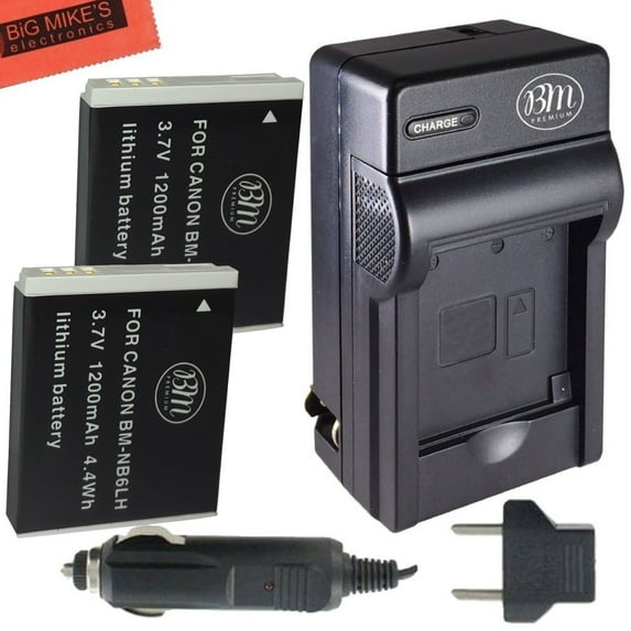BM Premium NB6L/NB-6LH Batteries & Charger Kit for Canon PowerShot SX170/SX260/SX500, 2 Pack