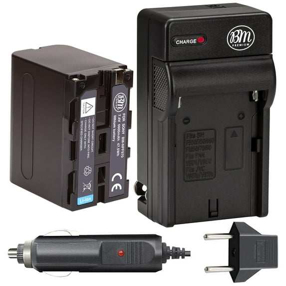 BM Premium NP-F970 High Capacity Battery and Charger for Sony PXW-Z150, Z190, Z280, NEX-EA50M, FDR-AX14K, HDR-AX2000, FX1, FX7, FX1000, HXR-NX100 Camcorders