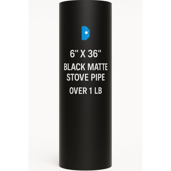 BM0120 6 x 36 Inch Black Matte Stove Pipe Heavy Duty Vent Pipe Over 1 LB for Wood or Pellet Stoves Exhaust Systems