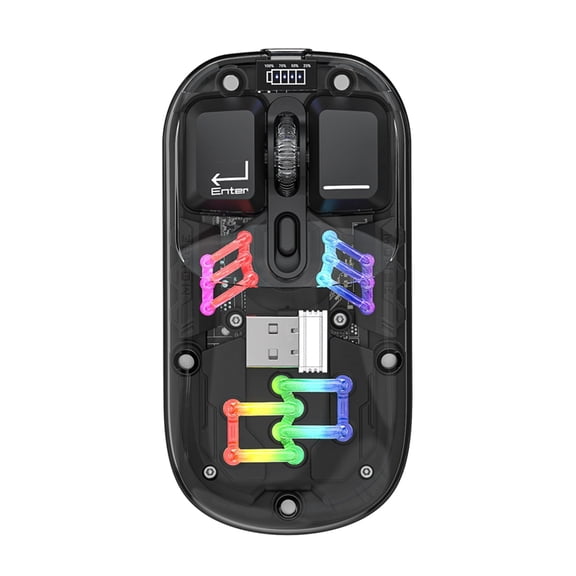 BM200 Dual-Mode Mouse RGB Luminous 2.4G Wireless Bluetooth Transparent Gaming E-Sports Computer Office Mouse Black