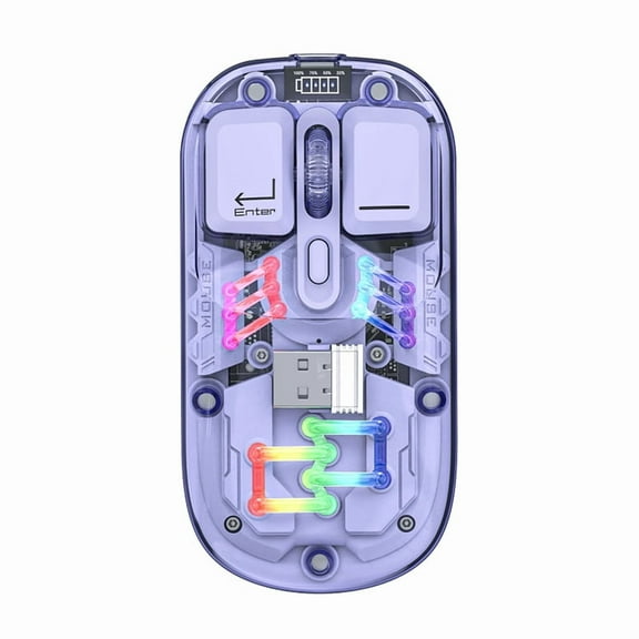 BM200 Dual-Mode Mouse RGB Luminous 2.4G Wireless Bluetooth Transparent Gaming E-Sports Computer Office Mouse