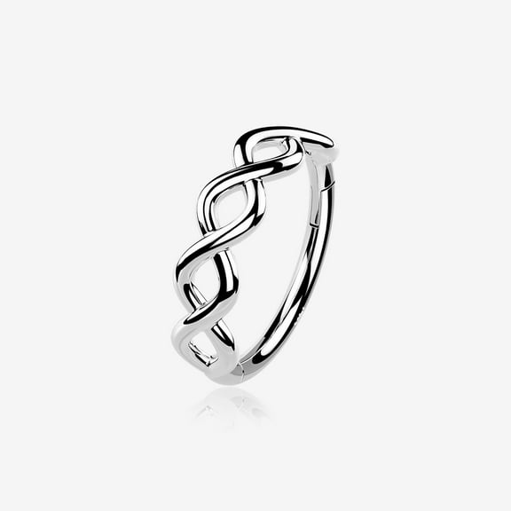 BM25 14 Karat White Gold Infinity Weaved Loop Seamless Clicker Hoop Ring