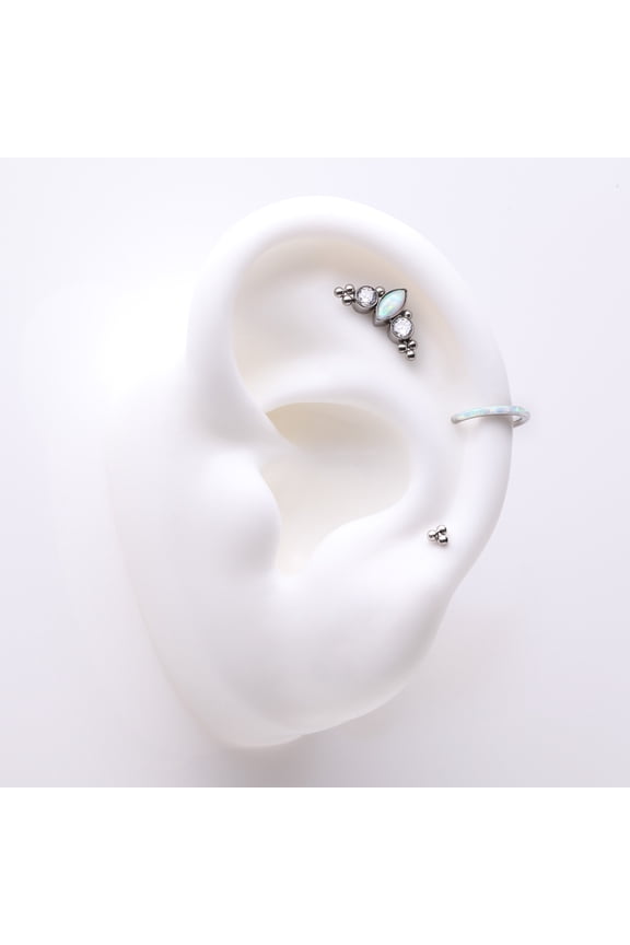 BM25 3 Pcs of Assorted Titanium Marquise Opal Bali Beaded Stud x Clicker Package