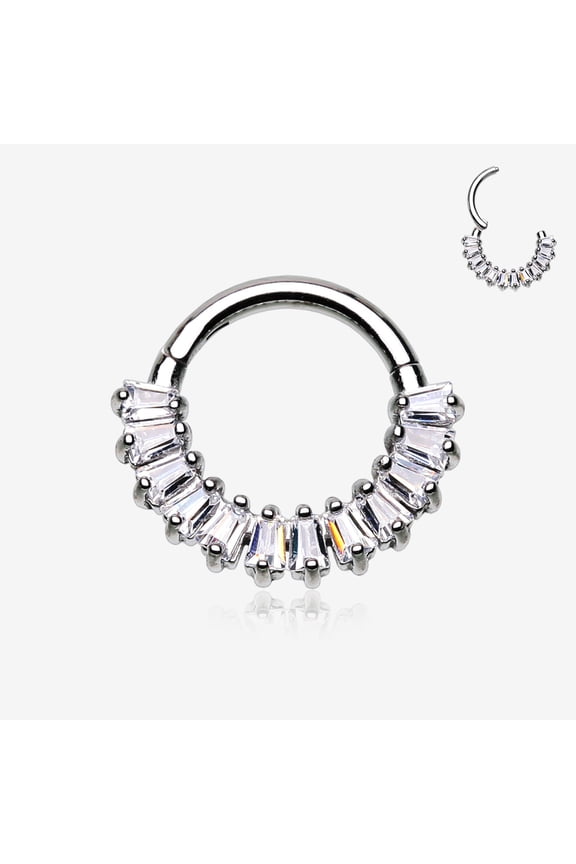 BM25 Brilliant Baguette Sparkles Array Seamless Clicker Hoop Ring