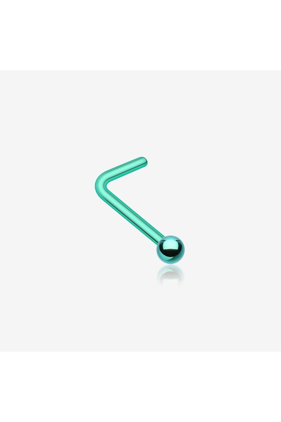 BM25 Colorline Ball Top L-Shaped Nose Ring-Green