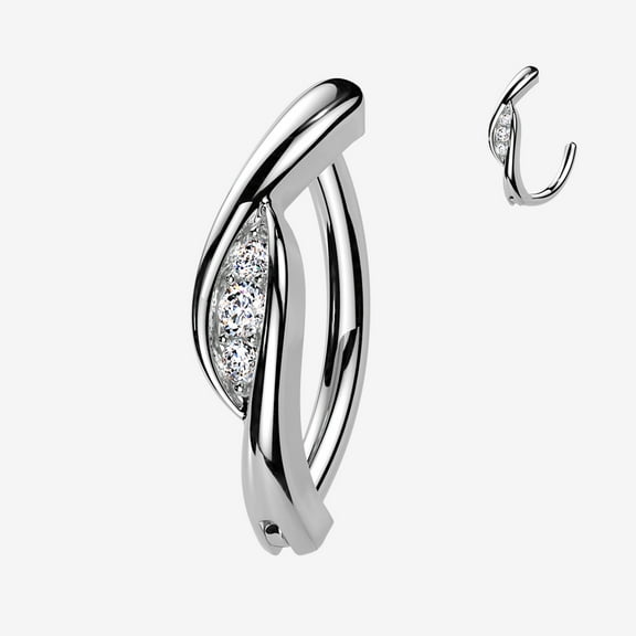 BM25 Curve Essence Sparkle Curved Bar Belly Clicker-Clear Gem