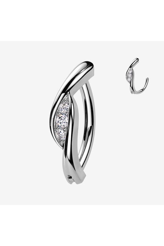 BM25 Curve Essence Sparkle Curved Bar Belly Clicker-Clear Gem