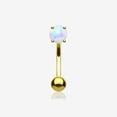 thumbnail image 1 of BM25 Golden Fire Opal Prong Set Sparkle Curved Barbell-Clear Gem-White Opal, 1 of 2