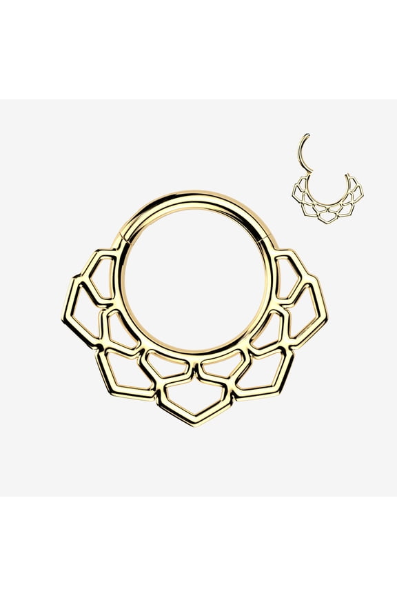 BM25 Golden Lotus Filigree Essence Clicker Hoop Ring
