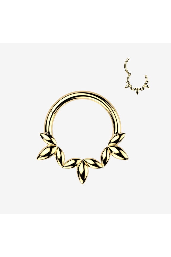 BM25 Golden Olive Vine Leaf Clicker Hoop Ring