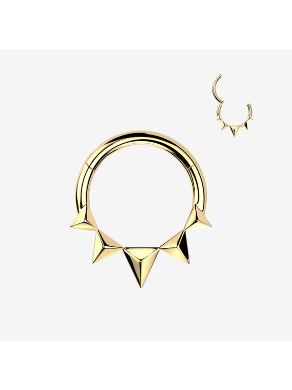 BM25 Golden Quinta Triangle Prism Spike Clicker Hoop Ring