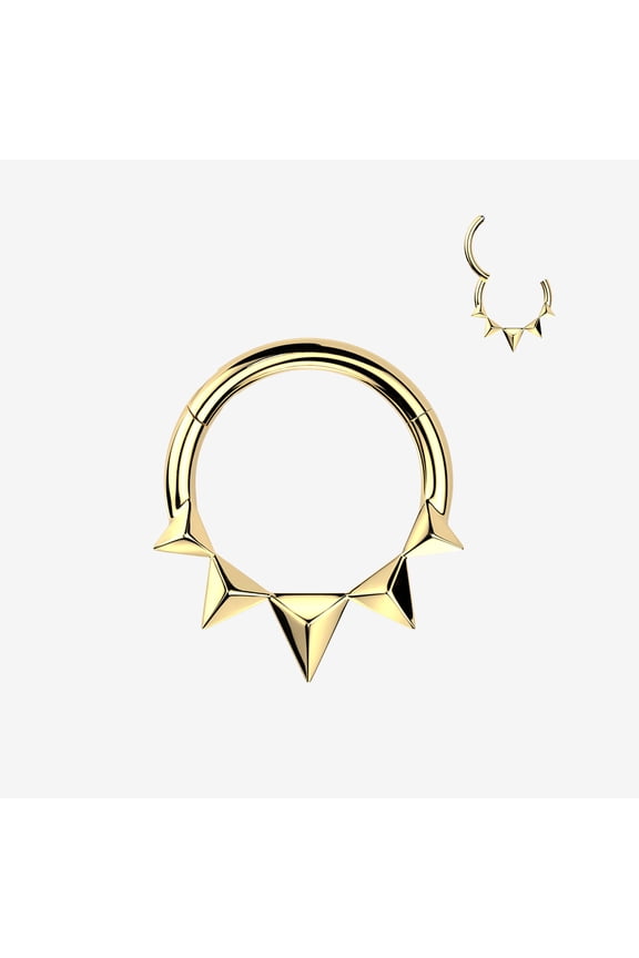 BM25 Golden Quinta Triangle Prism Spike Clicker Hoop Ring