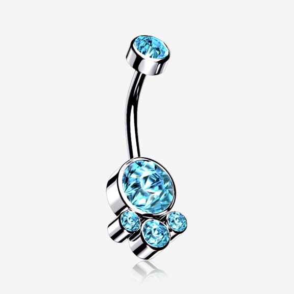 BM25 Majestic Sparkle Bali Internally Threaded Belly Button Ring-Aqua
