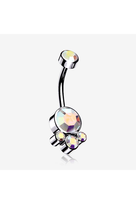 BM25 Majestic Sparkle Bali Internally Threaded Belly Button Ring-Aurora Borealis