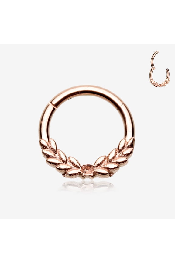 BM25 Rose Gold Laurel Wreath Seamless Clicker Hoop Ring