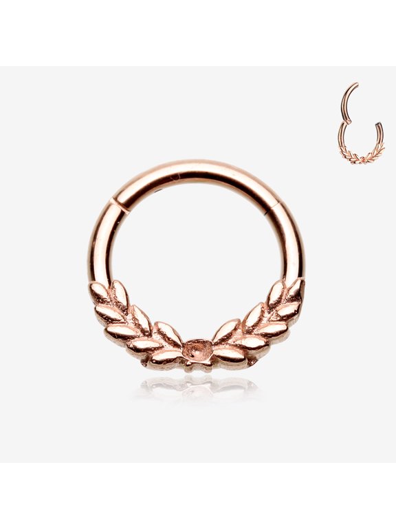 BM25 Rose Gold Laurel Wreath Seamless Clicker Hoop Ring