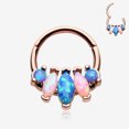thumbnail image 1 of BM25 Rose Gold Marquise Fire Opal Sparkle Floral Seamless Clicker Hoop Ring, 1 of 2