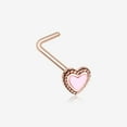 thumbnail image 1 of BM25 Rose Gold Valentine Lacey Heart L-Shaped Nose Ring-Pink, 1 of 2