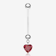 BM25 Sparkle Heart Gem Dangle Bio-Flex Pregnancy Belly Button Ring-Red