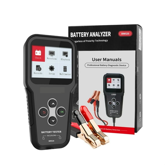 BM510 Motorcycle Car Truck Battery Tester 6V 12V 24V Battery Analyzer 2000 CCA Charging Cranking Test Scanner Tools ,Fast and Accurate Precise