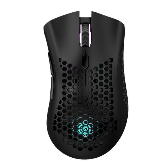 BM600 Ultralight RGB Gaming Mouse, 2.4GHz Wireless Optical Mouse with 6 Buttons, 1600 DPI Adjustable, Ergonomic Honeycomb Design for PC Laptop Windows Mac (Black)