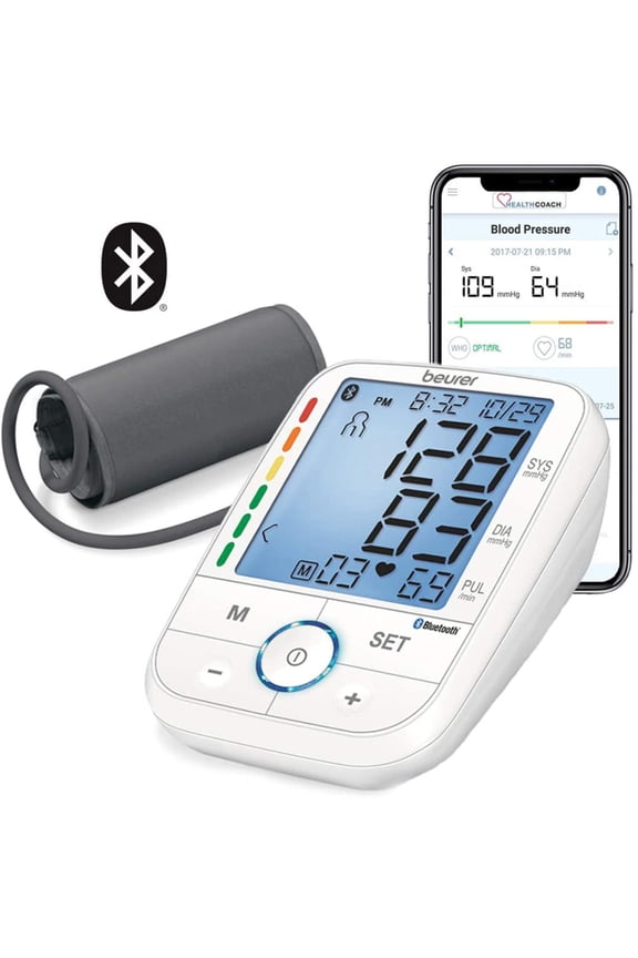 BM67 Beurer Upper Arm Blood Pressure Monitor, Universal Cuff, XL LCD Display, Bluetooth with App