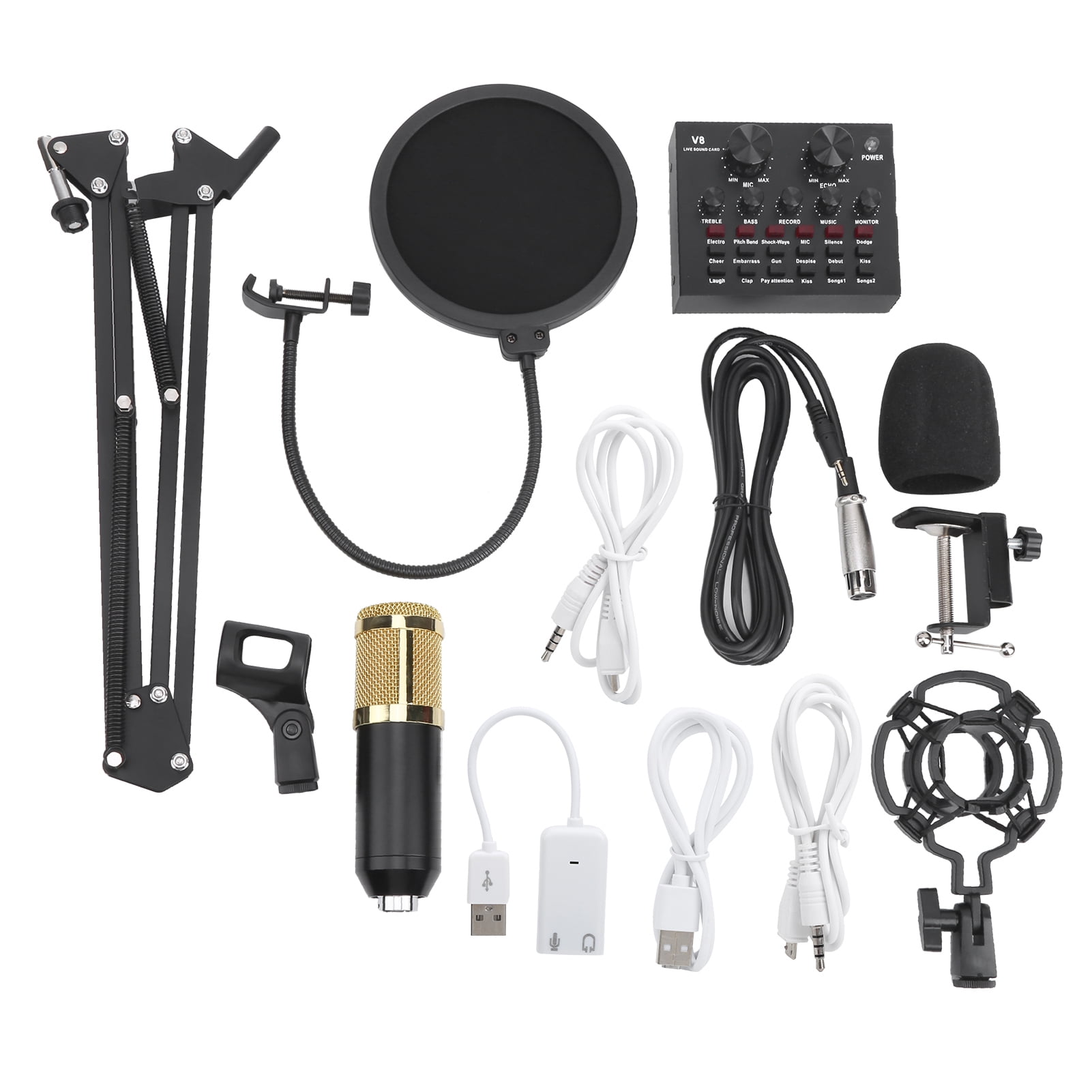 BM800 Condenser Microphone Studio Recording Kits with Adjustable Stand ...