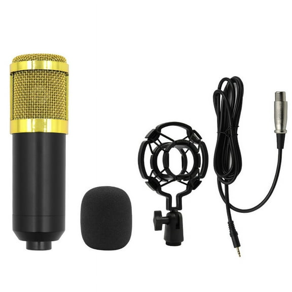 BM800 Condenser Microphone + V8 Sound Card Net Red Anchor Computer Recording Bracket Large Diaphragm Live Broadcast Set BM800 Full Plastic Single Wheat