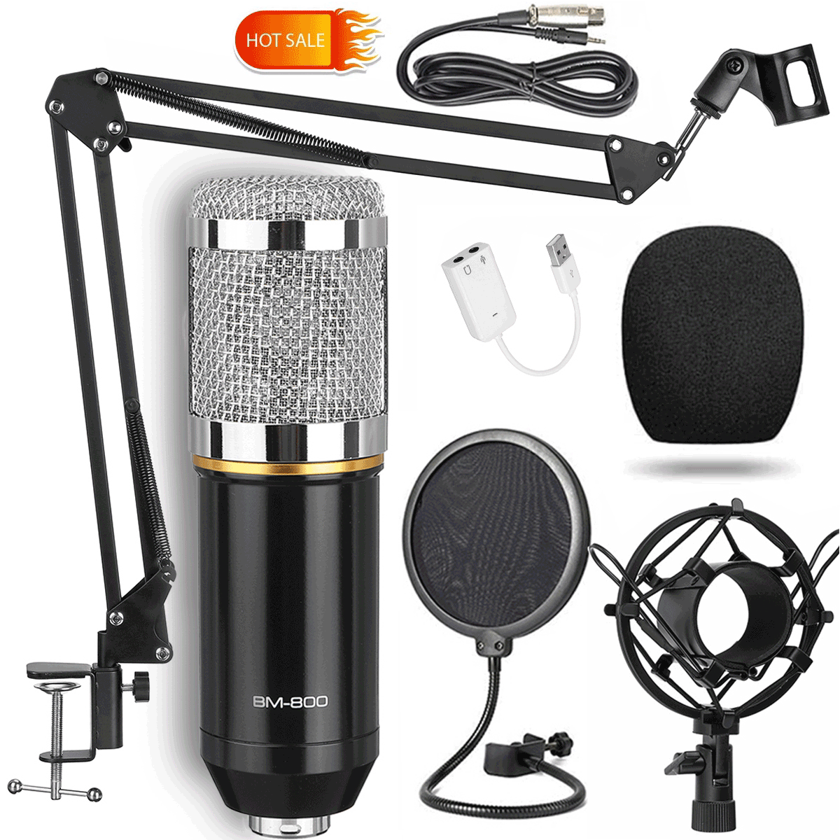 BM800 Condenser Studio Microphone Kits Novashion 8 Pcs/Set, 20 to