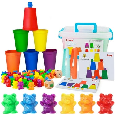 BMAG 60 Pcs Counting Bears Sets with Matching Sorting Cups, STEM Educational Toys for Toddler Preschool