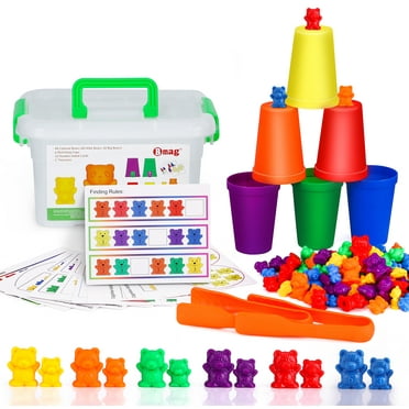 BMAG 90 Pcs Counting Bears with Sorting Cups Preschool Toys for Kids Child Number Color Recognition