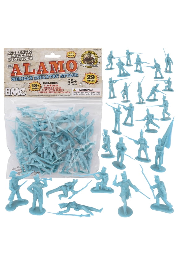 BMC CTS Alamo Mexican Infantry - 29pc Powder Blue Plastic Army Soldier Figures
