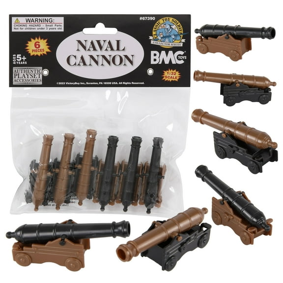 BMC CTS Naval Cannon Artillery - 6pc Black & Bronze Plastic Army Men Accessories