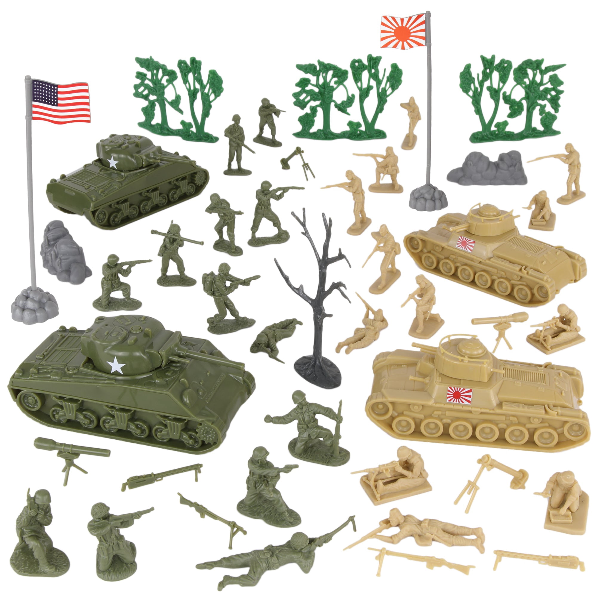 BMC CTS WW2 Battle of Saipan - Plastic Army Men 45pc Pacific Tank