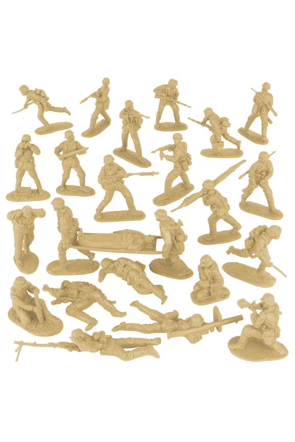 BMC CTS WW2 German Assault & Medics Plastic Army Men - 24pc Tan Soldier Figures
