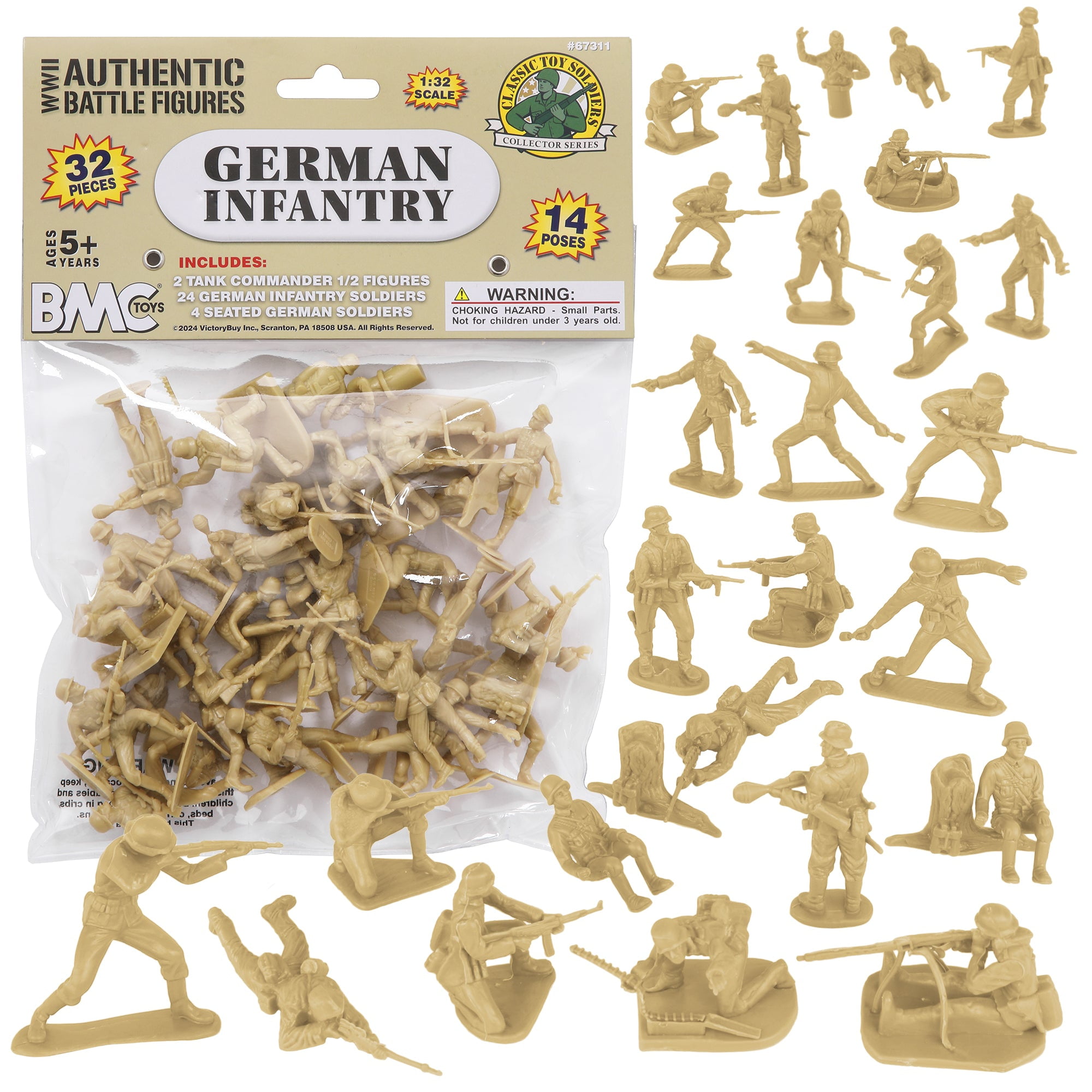 BMC CTS WW2 German Infantry Plastic Army Men - 32pc Tan Soldier
