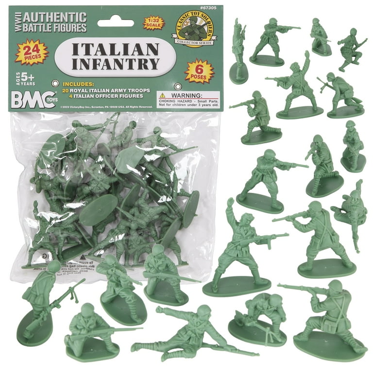 BMC CTS WW2 Italian Plastic Army Men 24pc Gray-Green Italy