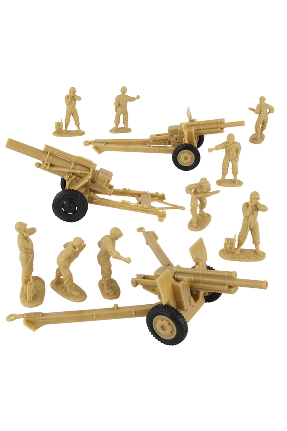 BMC CTS WW2 US Howitzer Artillery & Crew 12pc Tan Plastic Army Men Playset