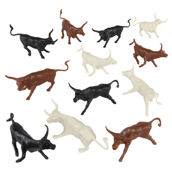 BMC CTS Western Longhorn Steer Cattle - 12pc Plastic Ranch Cow Figures Playset