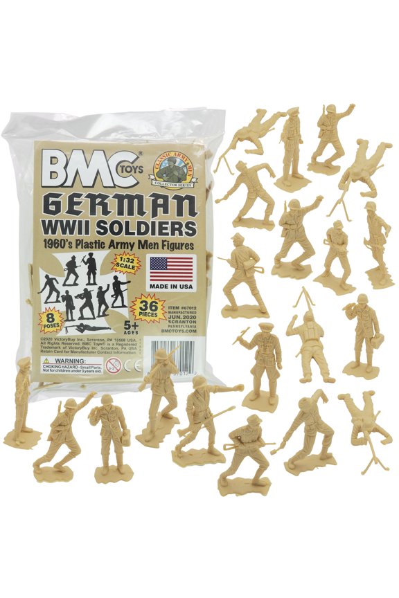 BMC Classic MPC German Plastic Army Men - Tan 36pc WW2 Soldier Figures - US Made