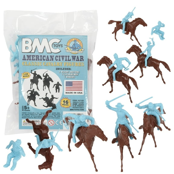 BMC Classic Marx Civil War Cavalry - 16pc Powder Blue Plastic Figure Playset
