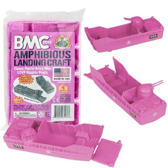 BMC Classic Marx Landing Craft - 4pc Pink Plastic Army Men Boat Vehicles