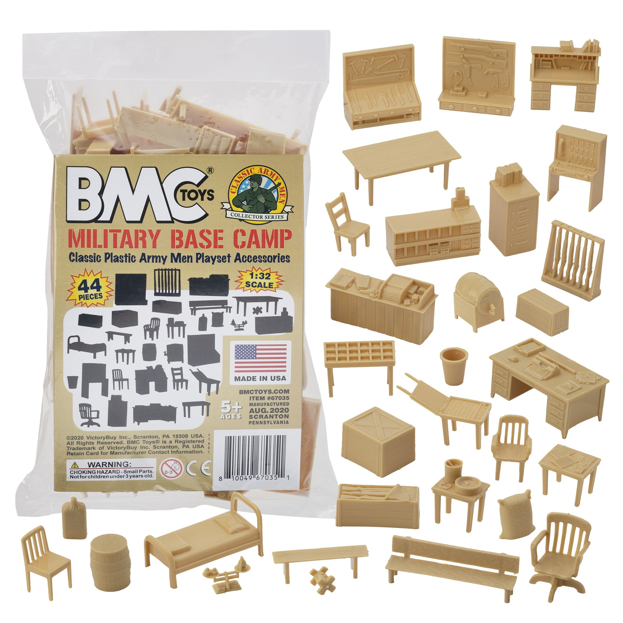 BMC Classic Marx Military Base Camp - 44pc Plastic Army Men