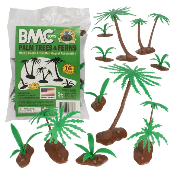 BMC Classic Marx Palm Trees & Jungle Ferns - 16pc Plastic Playset Accessories