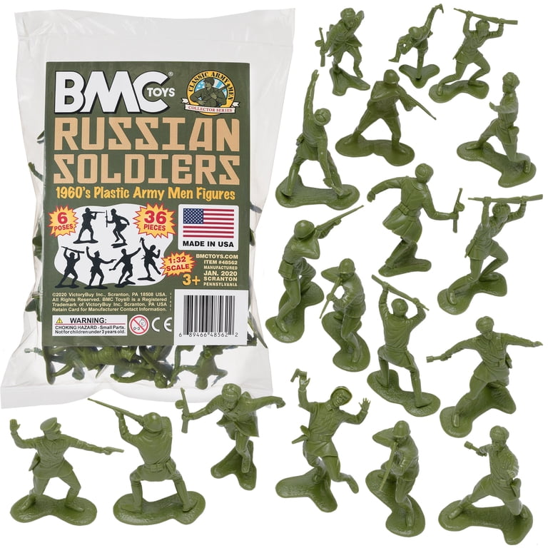 BMC Toys Russian Plastic Army Soldiers, WW2 Playset Figures, 36pc