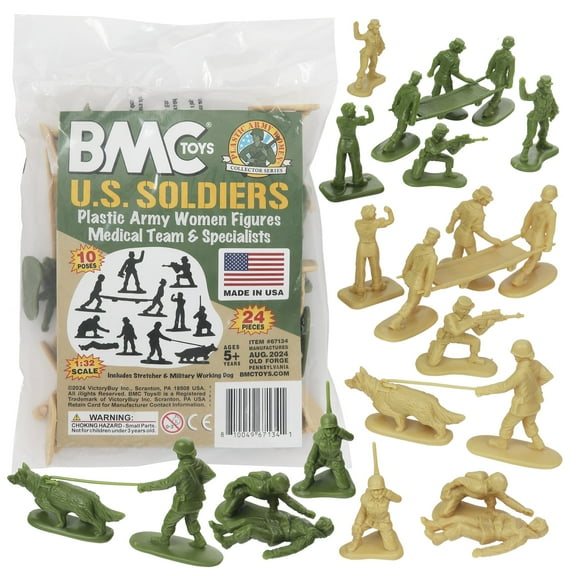 BMC Plastic Army Women Medical & Support - OD & Tan 24pc Female Soldier Figures