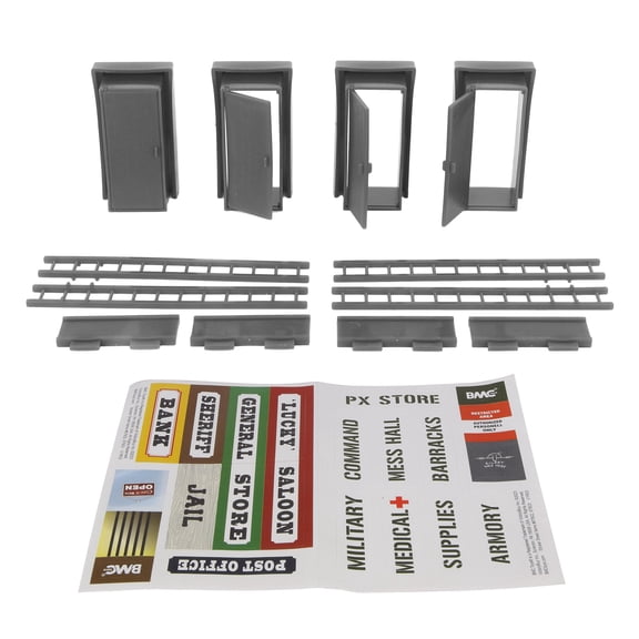 BMC WW2 Bunker Doors - Gray Plastic Army Men Blockhouse Building Accessories