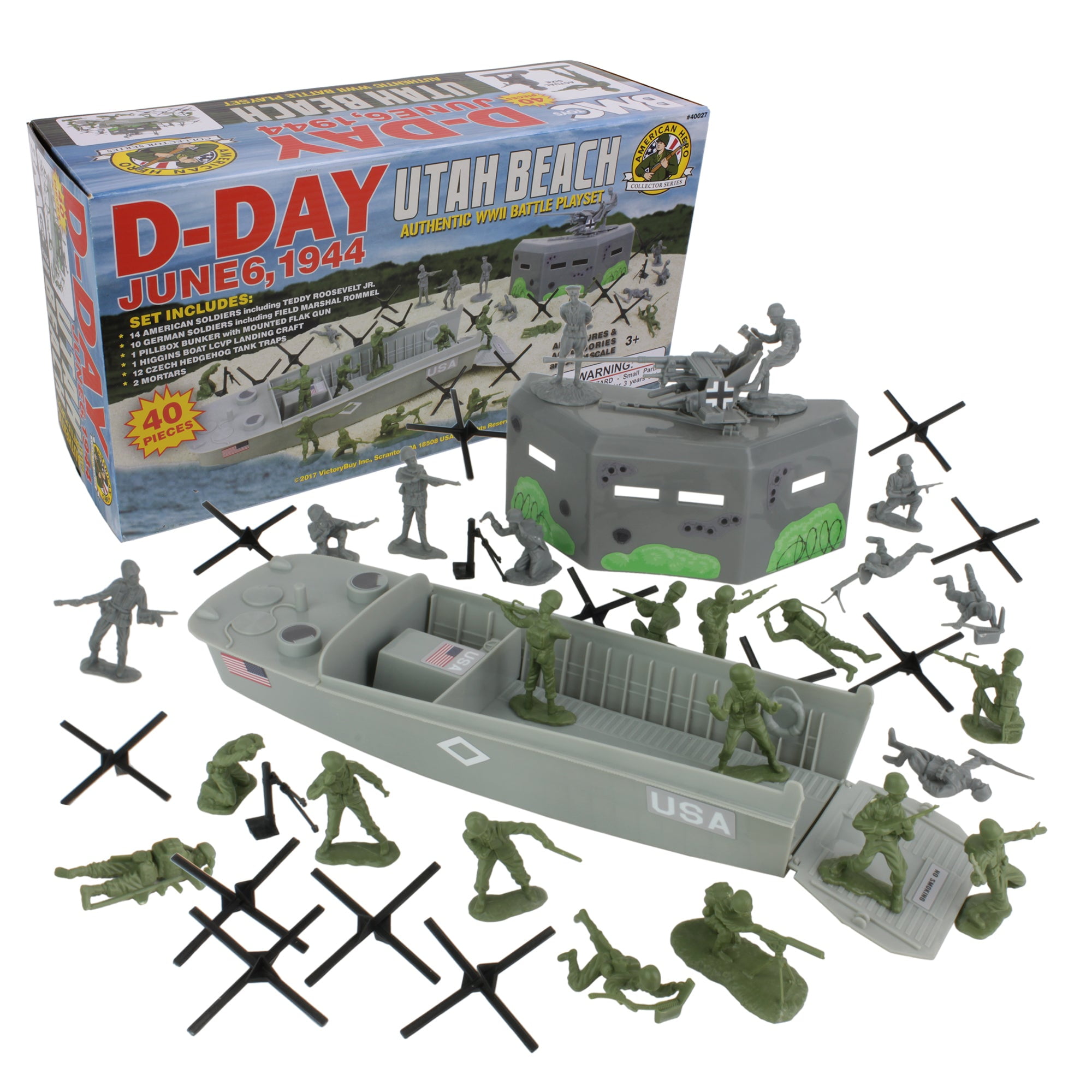 Army Supply Light Set 米軍 vintage junk BMC Toys Military People - WW2 D-Day Utah Beach 40pc Soldier