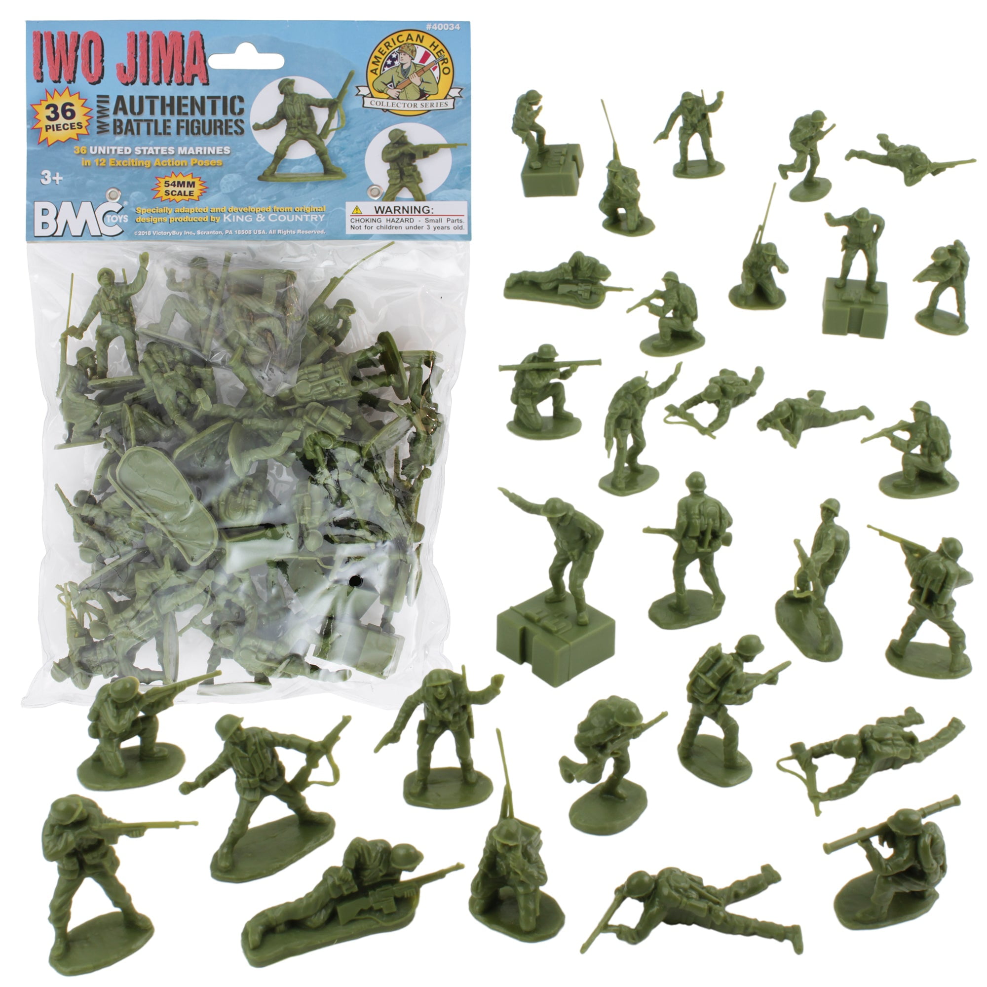BMC WW2 Iwo Jima US Marines Plastic Army Men - 36 American Soldier